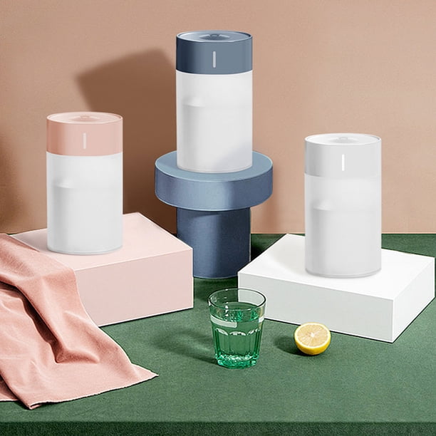 Mini humidificador USB portátil con luces de colores - 260 ml de niebla fría y silenciosa para dormitorio, oficina, escritorio y plantas - fácil de limpiar, blanco/rosa/gris