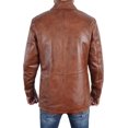 thumbnail image 5 of Men's Classic Winter Brown Leather Car Coat - 3/4 Length, 5 of 6