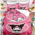 thumbnail image 4 of Sanrio Kuromi Bedding Set Cute Bed Quilt Cover Pillow Case Household Single Double Three Piece Set Children Cartoon Anima Gift, 4 of 11