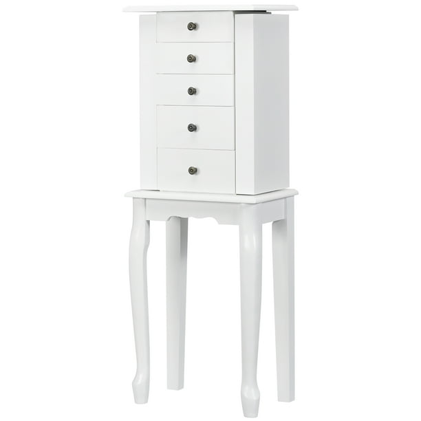 Costway Jewelry Cabinet Storage Chest Standing Organizer Mirror White Com Costway Jewelry Cabinet Storage Chest, Bed Bath And Beyond Jewelry Armoire