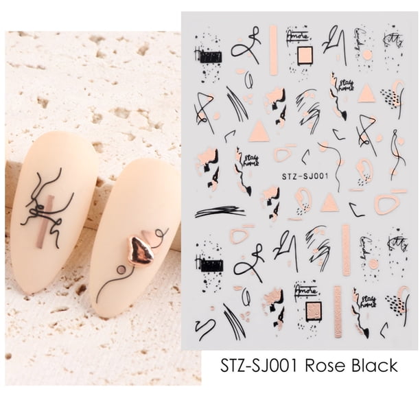 Fiudx Ofertas de la semana Correa adhesiva para uñas, pegatinas mixtas para uñas, pegatinas decorativas delicadas para decoración de uñas