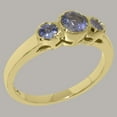 thumbnail image 3 of LBG British Made 14k Yellow Gold Natural Tanzanite Womens Anniversary Ring - 33 size options - Size 10, 3 of 6