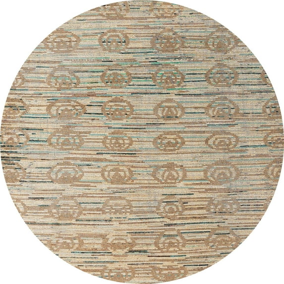 Ahgly Company Indoor Round Abstract Dark Almond Brown Abstract Area Rugs, 6' Round