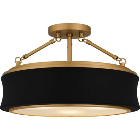 QSF6801MBK Quoizel Lighting Dylan - 3 Light Semi-Flush Mount-10 Inch Tall and 16 Inch Wide