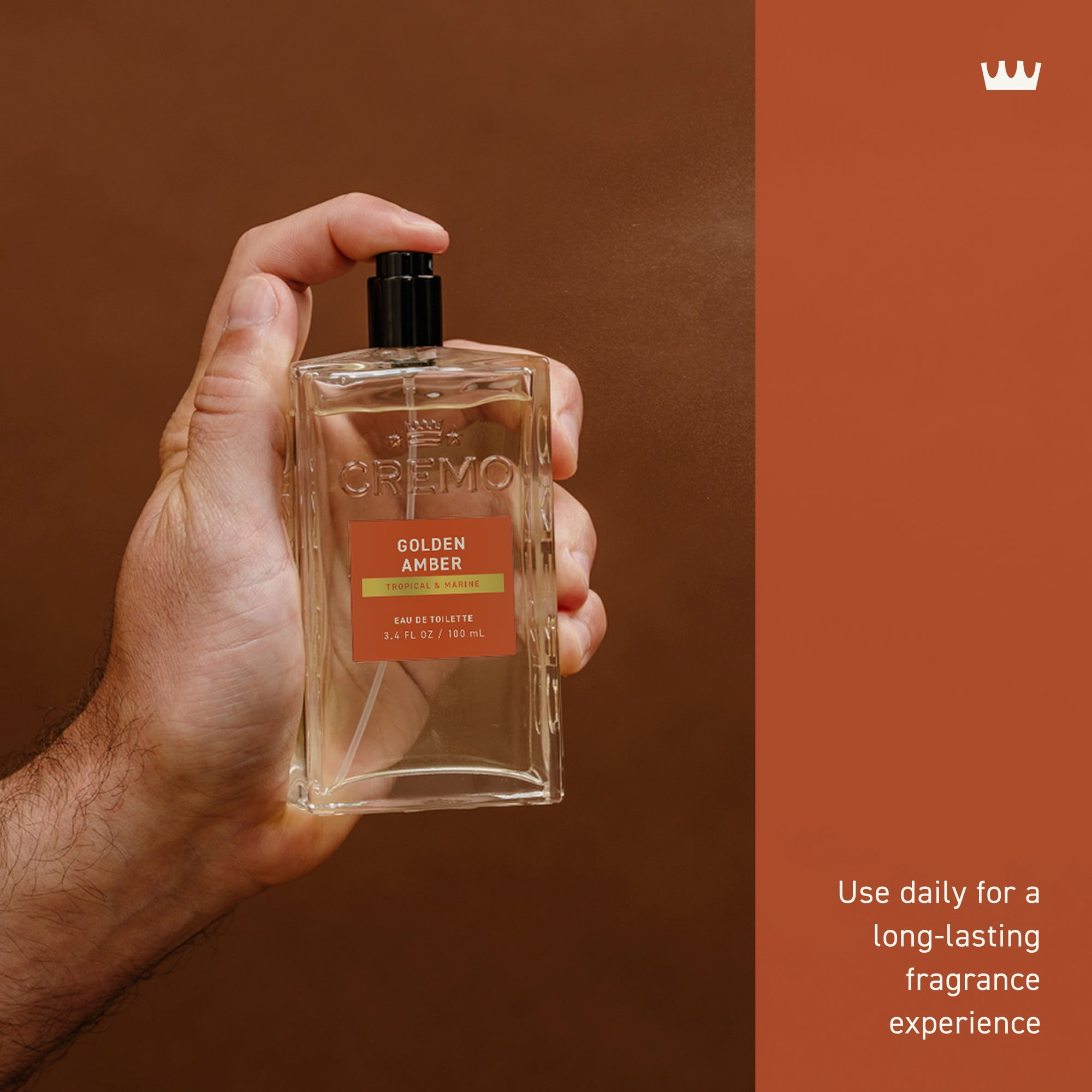 Cremo Men's Cologne Spray, Golden Amber, 3.4oz