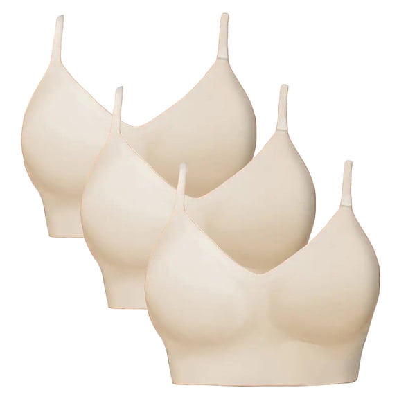 3 Piece Women's Wireless Bras, Push Up Full Coverage No Underwire Seamless Comfortable Everyday Bras for Women Soft Breathable Supportive T-Shirt Bra with Removable Pads