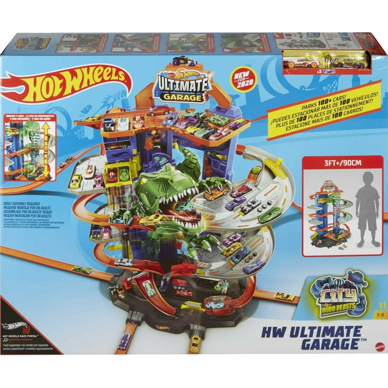 Hot Wheels HW Ultimate Garage Playset with 2 Toy Cars, Stores 100+ 1:64  Scale Vehicles 