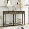 thumbnail image 1 of 58" Solid Wood Console Table Sofa Table Entryway Table with 2 Drawers and 1 Bottom Shelf for Storage Entry Hallway Foyer Sofa (Gray Wash), 1 of 7