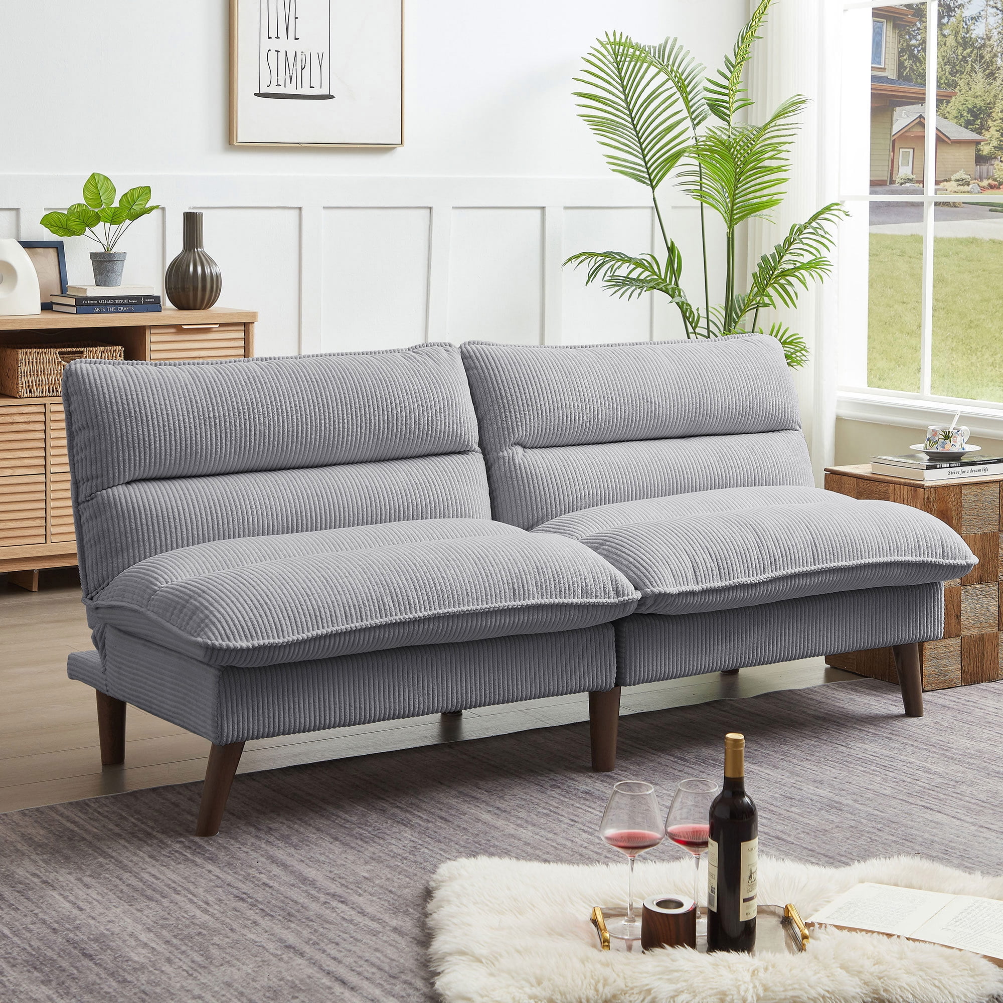 Soscana Modern Linen Fabric Futon Convertible Sofa Bed 2 in 1,Sleeper Sofa Couch for Living Room Apartment Bedroom Office Studio