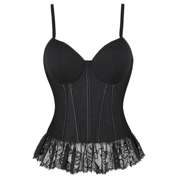 Corsé vintage con tirantes y estampado de vendaje para mujer, top tipo corsé de dacrón.