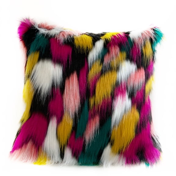 Plutus Brands Purple, Yellow, Black Plutus Amazonian Bird Animal Faux Fur Luxury Throw Pillow 20 in x 26in, Double Sided 20" x 26" Standard