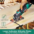 thumbnail image 3 of Mini Circular Saw, HYCHIKA Compact Circular Saw Tile Saw with 3 Saw Blades 4A Pure Copper Motor, 3-3/8?4500RPM Ideal for Wood, Soft Metal, Tile and Plastic Cuts, Laser Guide, Scale Ruler, 3 of 5