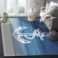 thumbnail image 5 of Area Rugs Indoor Non-Slip Rectangle Rug 5x7 Ft White Anchor Blue Ocean Nautical Gradient Rug Rubber Backing Floor Mats Non Shedding Home Decor Carpet for Entryway Living Room, 5 of 8