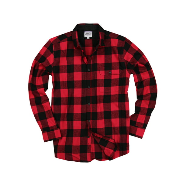 Urban Boundaries - Men's Long Sleeve Flannel Shirt W/Point Collar (Red ...