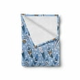 thumbnail image 2 of Modern Soft Flannel Fleece Throw Blanket, Traditional Romantic Contemporary Leaves Background Image, Cozy Plush for Indoor and Outdoor Use, 50" x 70", Pale Blue White Amber, by Ambesonne, 2 of 6