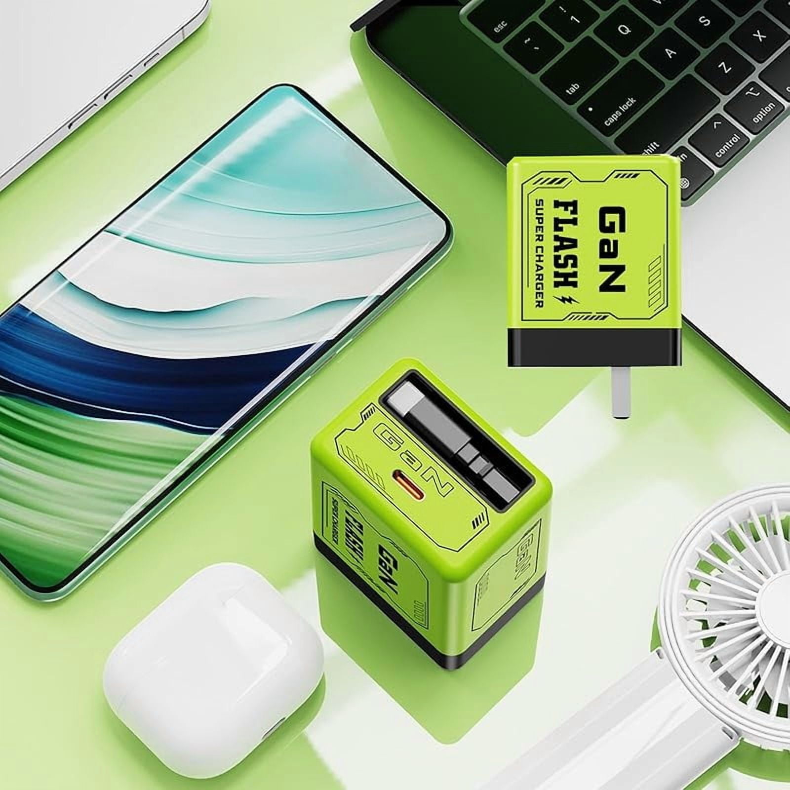 2 in 1 Gan Charger, All in One Foldable Plug for iPhone, 120w Compatible Fast Charging Power Adapter Retractable Wall 2-in-1 GaN 120W Fast Charger(Orange-2PC)