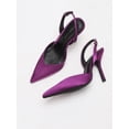 thumbnail image 2 of On feet& in love Purple Satin Slingback High Heels for Women, Pointed Toe Adjustable Buckle Stiletto Pumps, Elegant Bridal Wedding Shoes for Party Formal Events, 2 of 6