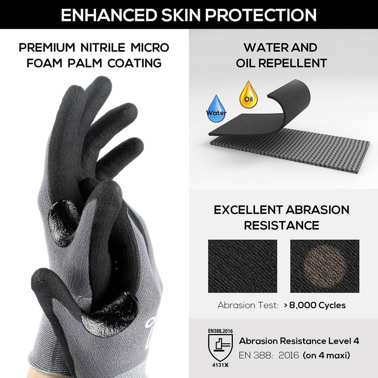 [Value Pack] toolant 48 Pair Safety Workwear Gloves, Fully Grip, Micro-Foam Nitrile Coated, Water and Oil Repellent, Medium Size