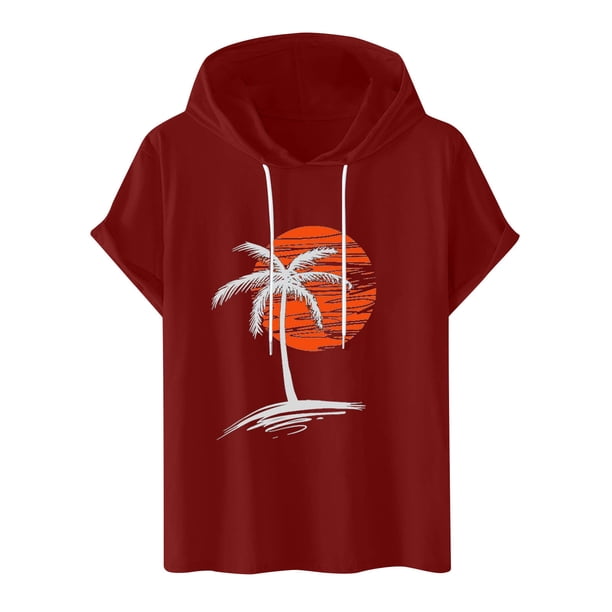 Camisetas de Manga Corta para Hombre Camiseta Deportiva con Capucha de Moda de Impresión Casual, Ligera para el Uso Diario Del Verano