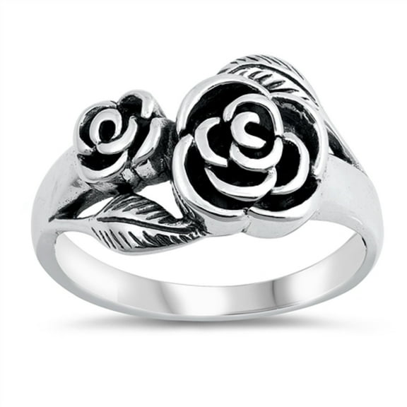 Sterling Silver Rose Flower Ring Size 4