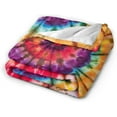 thumbnail image 2 of Tie Dye Colorful Rainbow Flannel Fleece Bed Blanket Throw Blanket Lightweight Cozy Plush Blanket for Bedroom Living Rooms Sofa Couch 50"x40", 2 of 3