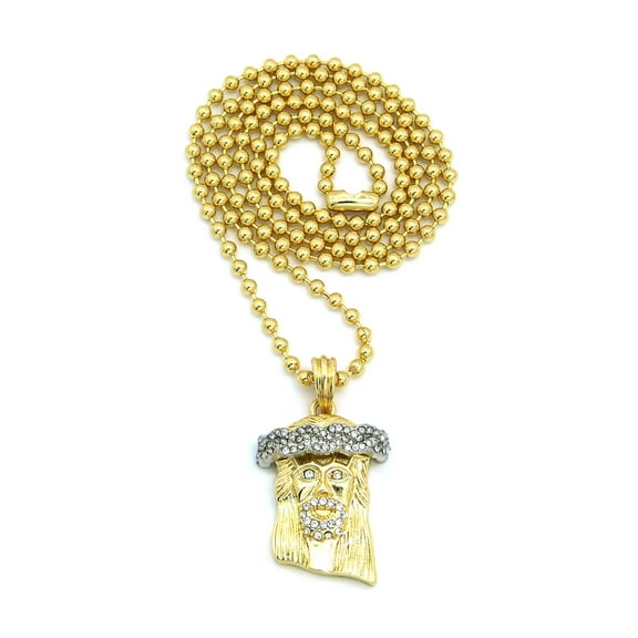 Gold/Silver Tone Crown of Thorns Jesus Pendant 3mm 27" Ball Chain Necklace