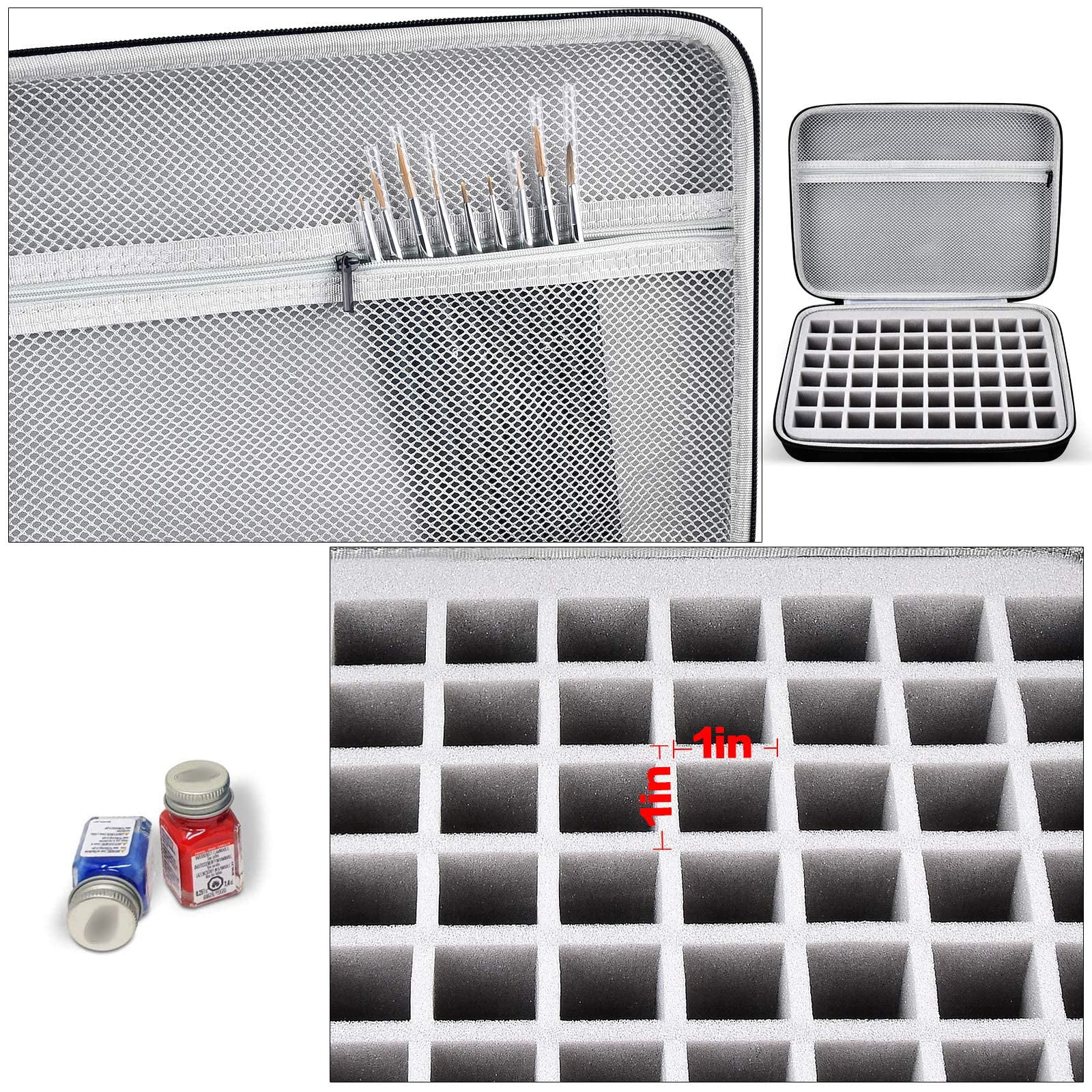 60 Bottles Model Paint Storage Case for Testors Paint Set, Paints Organizer Carrying Bag- Case Only