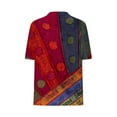 thumbnail image 5 of ZQUUVOU Women's T-Shirt Casual Button V-Neck Loose Elastic Printed Blouse G-Red (L), 5 of 6