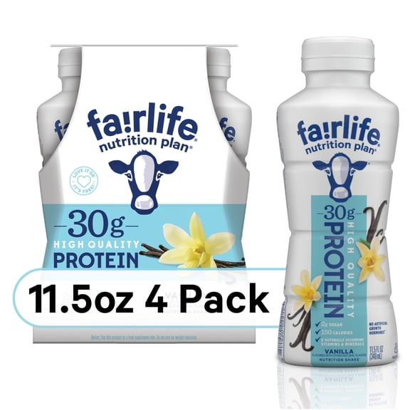 fairlife Nutrition Plan Drink, Vanilla, 30g Protein, 11.5 fl oz, 4 Count