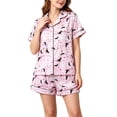 thumbnail image 3 of Fnhpitd Women Halloween Pumpkin Print Pajama Set Plus Size Short Sleeve Sleepwear Set Fall Holiday Casual Loungewear Pajamas Pink,2Xl, 3 of 5