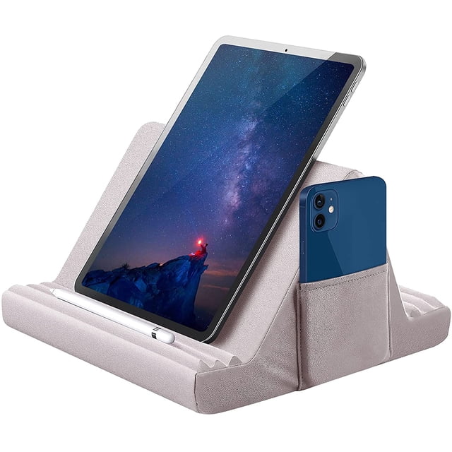 Support de Tablette, Coussin Doux pour Genoux, Support de Tablette pour iPad, Support de Tablette Multi-Angle pour iPads, Tablettes, Liseuses, Téléphone Intelligent, Livres et Magazines (Blanc) Blanc