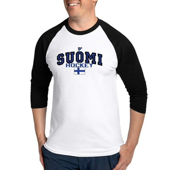 CafePress - Finland(Suomi) Hockey Baseball Jersey - Cotton Baseball Jersey, 3/4 Raglan Sleeve Shirt