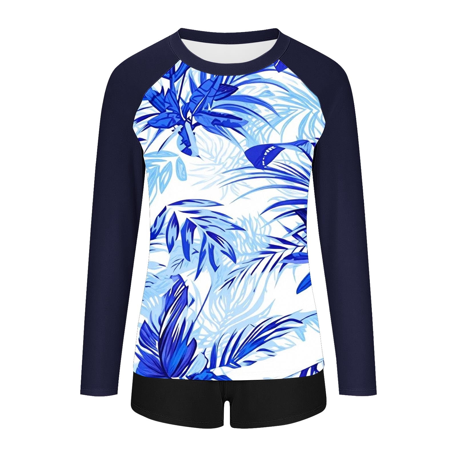 Oplxuo Women Two Piece Rash Guard Long Sleeve Swimsuits UV UPF 50+ Swim Shirt Bathing Suit with Boyshort Bottom