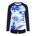 thumbnail image 4 of qucoqpe Two Piece Tankini Swimsuits for Women Fashion Floral Print Full Coverage Modest Bathing Suits Beach Sporty Long Sleeve Swimwear with Shorts, 4 of 7