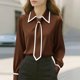 thumbnail image 1 of TaTaai Lapel Tie Solid Top Soft Comfortable Women's Casual Long Sleeve Fashion All Season Daily Party Work Versatile Shirt Gift, 1 of 6
