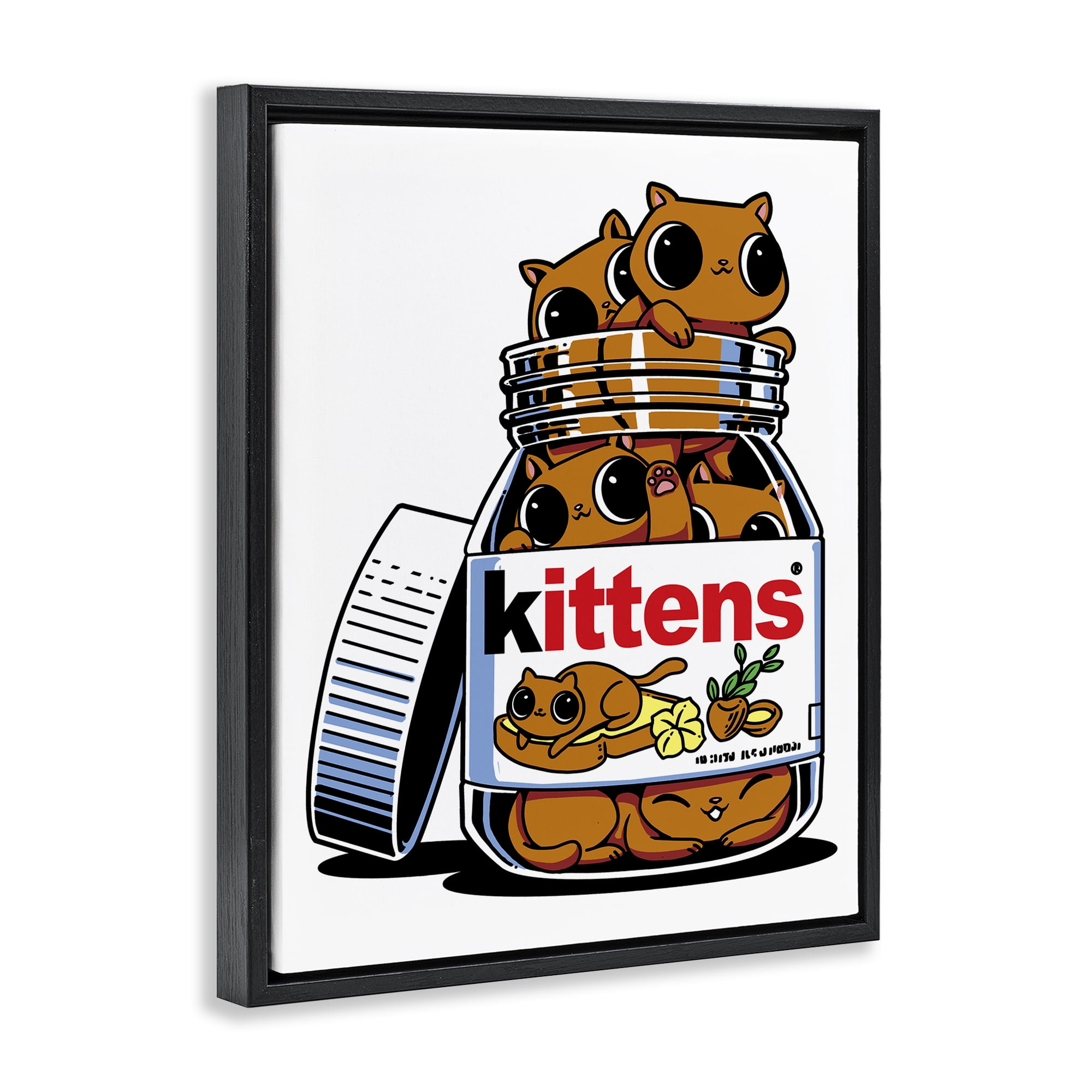 Stupell Industries Hazelnut Spread Cats Black Framed Floater Canvas Wall Art, design by Tobe Fonseca
