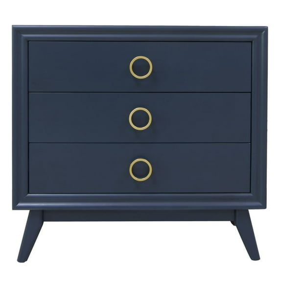 Pomeroy Indigo 3 Drawer Chest with Gold Hardware