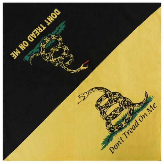 Gadsden Don't Tread On Me Diagonal Black Yellow Cotton 22"x22" Bandana