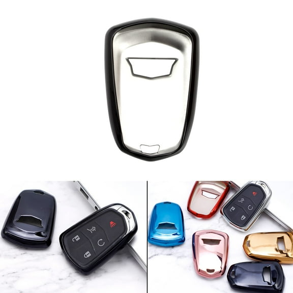 Xotic Tech Black Soft TPU Remote Control Smart Key Fob Cover Compatible with Cadillac ATS 2013-2019, CT6 2016-2020, XT5 2017-2021, XT4 2018-2021, Escalade 2019-2021,CTS 2014-2021, SRX XTS 2015-2021