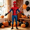thumbnail image 2 of Spider Costume, Superhero Cosplay Zentai Full Body Jumpsuit for Halloween Party, Convention, Stage Performance, Fancy Dress and Role Play，Red, 2 of 2