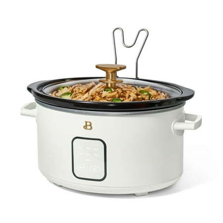 Beautiful 4Qt Slow Cooker with Touch-Activated Display, White Icing by Drew Barrymore