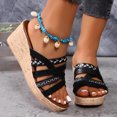 thumbnail image 5 of Women's Sandals Summer Large Size Fish Mouth Thick Soled One-line Slippers Beach Wedge Sandals, 5 of 9