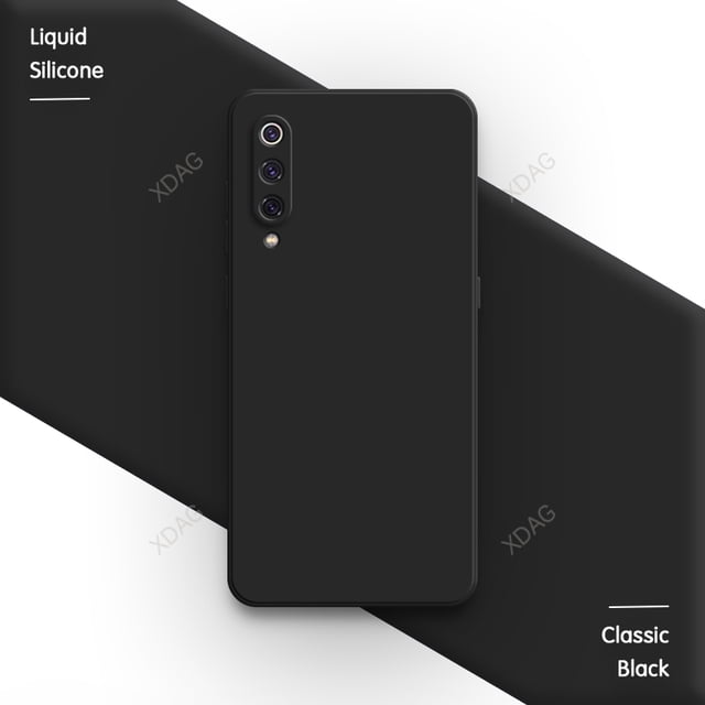 Basic Pure Candy Color Case for Xiaomi Mi 9 Mi9 SE Pro Lite Explorer 9SE 9Pro 9Lite Funda Soft Square Liquid Silicone Back Cover Classic Black Xiaomi 9 SE
