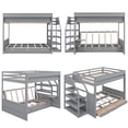 thumbnail image 6 of Harper & Bright Designs Full over Full Size Convertible Bunk Bed with Storage Staircase, Wood Full Size Bunk Bed with Bedside Table and 3 Drawers, Gray, 6 of 12