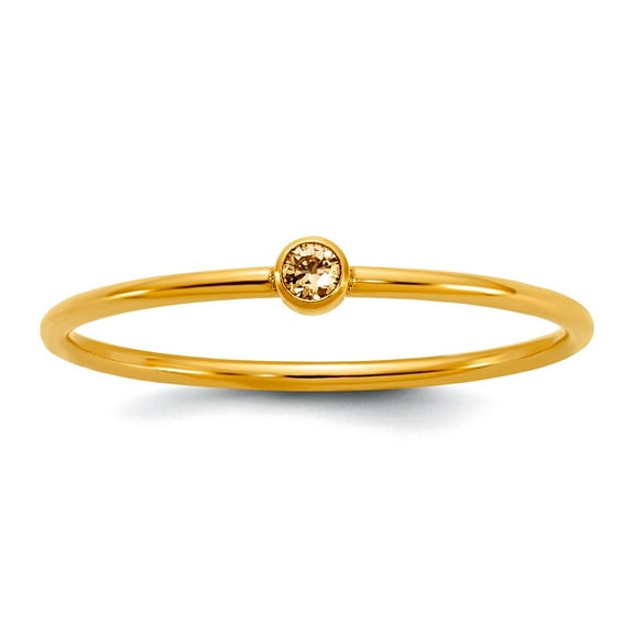 1/20 14k Gold Filled Champagne Cubic Zirconia Bezel 1.0mm Stacking Ring Size 6 Ring for Women
