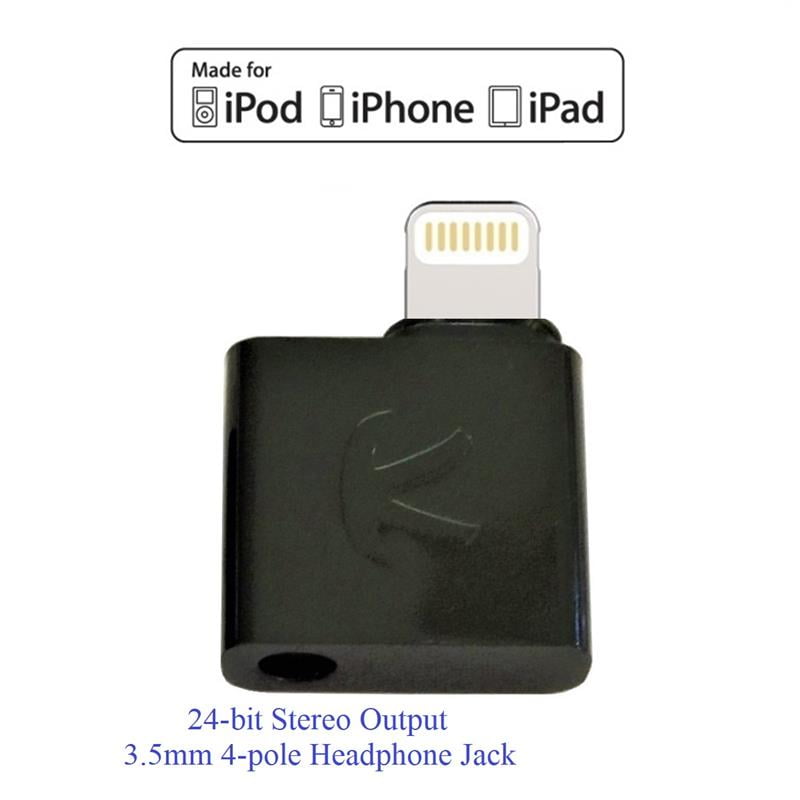 KOKKIA iAudioL (Black) : 24-bit, Very Tiny Rigid Lightning to 3.5 mm Headphone Jack Adapter.