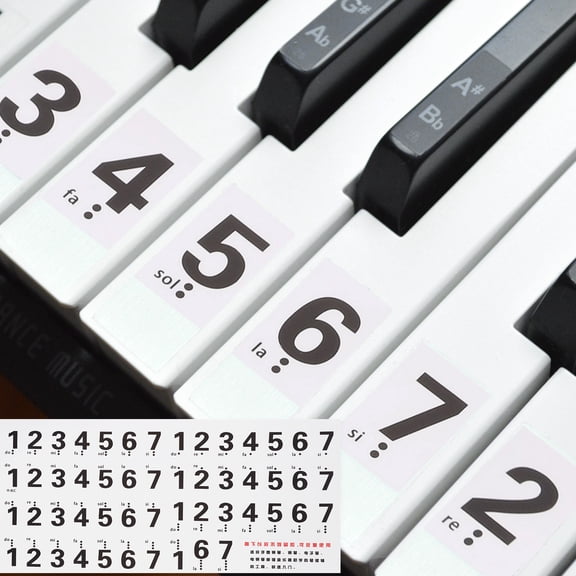Uxcell Piano Keyboard Stickers for 54 Keys, Numbers Key Sticker Piano Notes Guide Removable