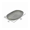 thumbnail image 5 of 7 Inch Metal Frame Oval Tray with Crimped Edges, Small, Gray- Saltoro Sherpi, 5 of 5