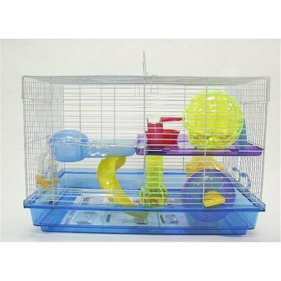 12 in. Clear Plastic Hamster-Mice Cage in Blue