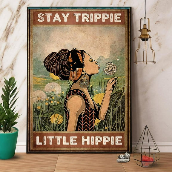 Girl Stay Trippy Little Hippie Paper Poster No Frame Matte Wall Art Decor 11 x 17 Inch Poster